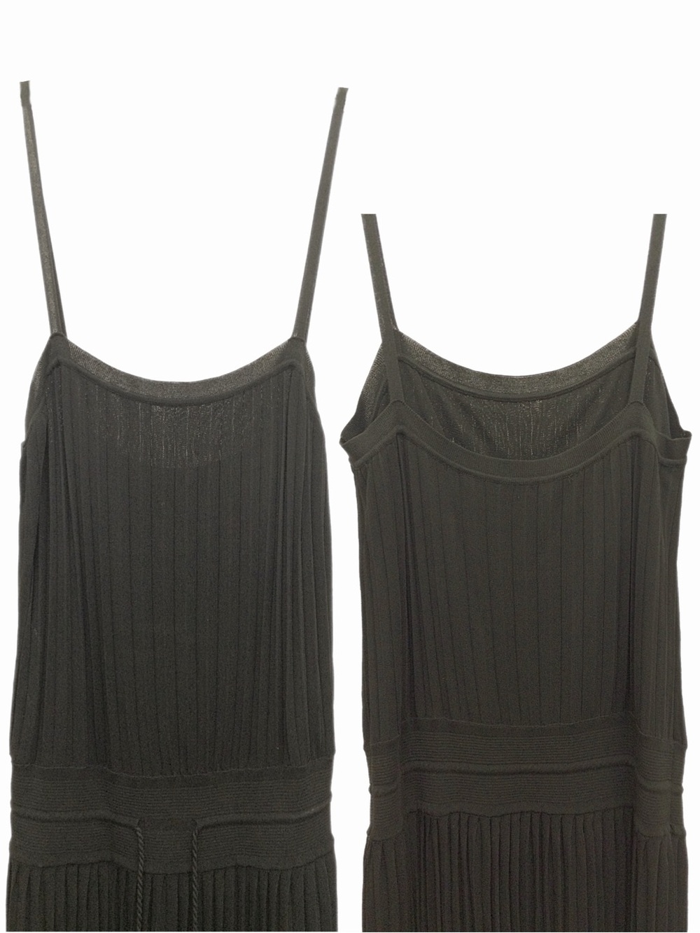 Gucci Black Silky Knit Pleated Drop Waist Strappy Midi Dress Tassel Tie Belt S - Picture 6 of 16
